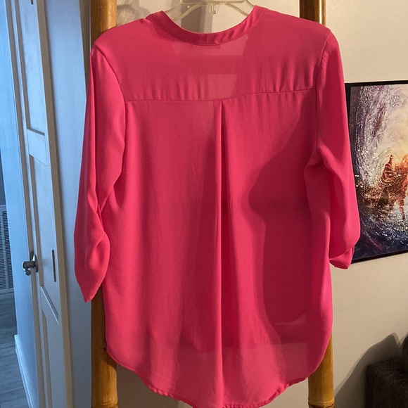 Lush Hot Pink Fuchsia Flowey 3/4 Sleeve Blouse Top SZ SMALL - Picture 6 of 6